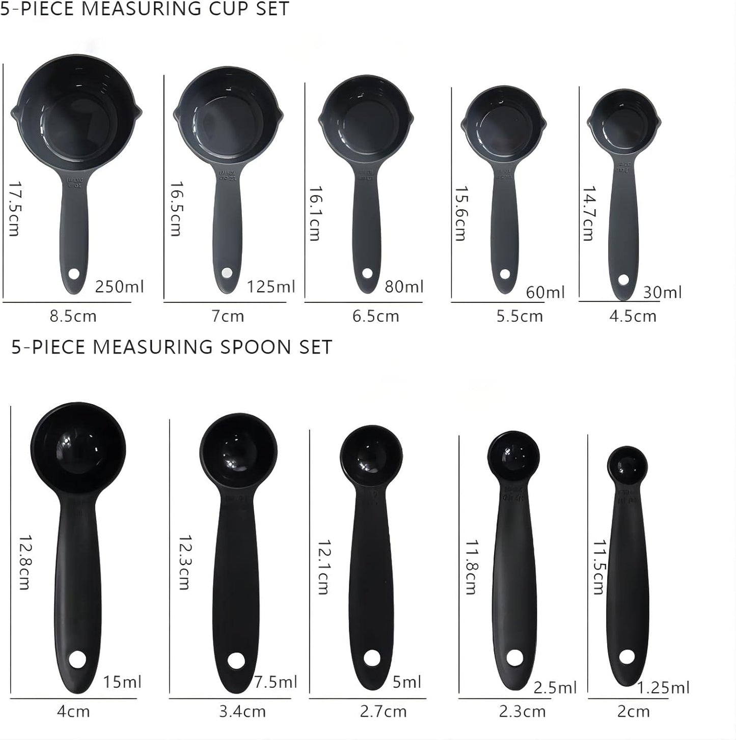 Measuring Cups and Spoons Set, 10 Piece Cute Measuring Cup Spoon Set, Plastic Measuring Cups and Spoons, Rainbow Colorful Measure Cups Measurement Spoons for Baking & Kitchen Random Color