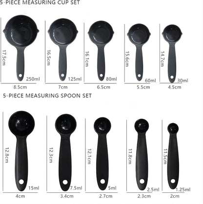 Measuring Cups and Spoons Set, 10 Piece Cute Measuring Cup Spoon Set, Plastic Measuring Cups and Spoons, Rainbow Colorful Measure Cups Measurement Spoons for Baking & Kitchen Random Color