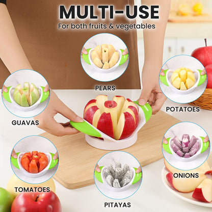 3.5 Inch Apple Slicer with 8 Sharp Blades - Professional Apple Cutter - Stainless Steel Apple Corer - Super Sharp Apple Slicer and Corer - Slice Apple with Ease(Green)