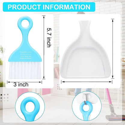 3 Pcs Mini Dustpan Brush Set Small Broom for Desk Keyboard Kitchen