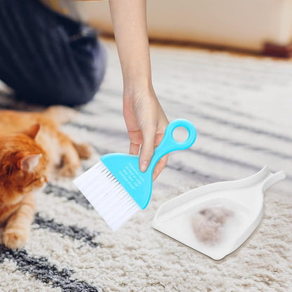 3 Pcs Mini Dustpan Brush Set Small Broom for Desk Keyboard Kitchen