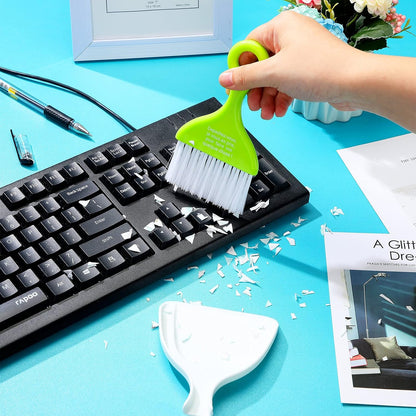 3 Pcs Mini Dustpan Brush Set Small Broom for Desk Keyboard Kitchen