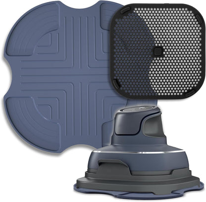 Air Fryer Heat Resistant Mat & Splatter Shield for Ninja Crispi Airfryers,Silicone Trivets & Splatter Guard for Ninja Crispi Accessories Portable Glass Cooking System Holder(Dark Gray&Black)