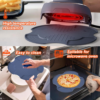 Air Fryer Heat Resistant Mat & Splatter Shield for Ninja Crispi Airfryers,Silicone Trivets & Splatter Guard for Ninja Crispi Accessories Portable Glass Cooking System Holder(Dark Gray&Black)