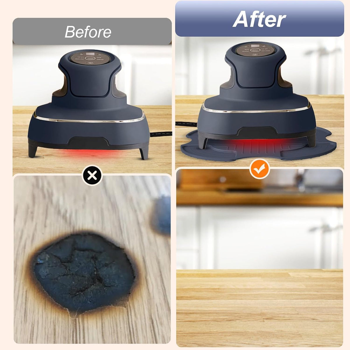 Air Fryer Heat Resistant Mat & Splatter Shield for Ninja Crispi Airfryers,Silicone Trivets & Splatter Guard for Ninja Crispi Accessories Portable Glass Cooking System Holder(Dark Gray&Black)