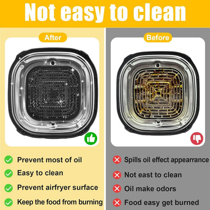 Air Fryer Heat Resistant Mat & Splatter Shield for Ninja Crispi Airfryers,Silicone Trivets & Splatter Guard for Ninja Crispi Accessories Portable Glass Cooking System Holder(Dark Gray&Black)