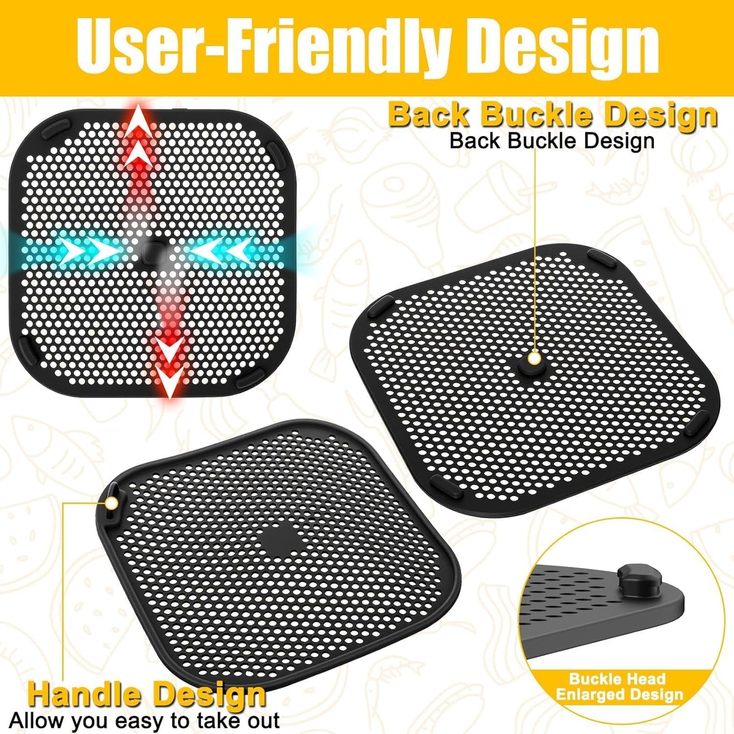 Air Fryer Heat Resistant Mat & Splatter Shield for Ninja Crispi Airfryers,Silicone Trivets & Splatter Guard for Ninja Crispi Accessories Portable Glass Cooking System Holder(Dark Gray&Black)