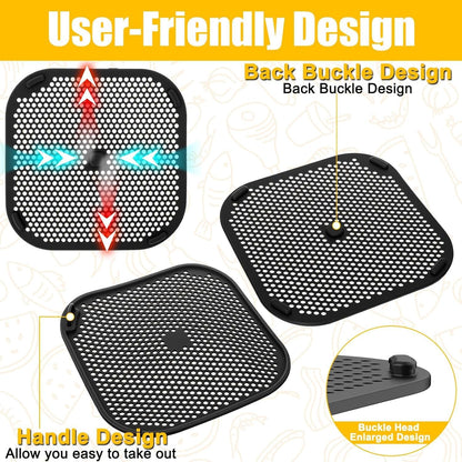 Air Fryer Heat Resistant Mat & Splatter Shield for Ninja Crispi Airfryers,Silicone Trivets & Splatter Guard for Ninja Crispi Accessories Portable Glass Cooking System Holder(Dark Gray&Black)