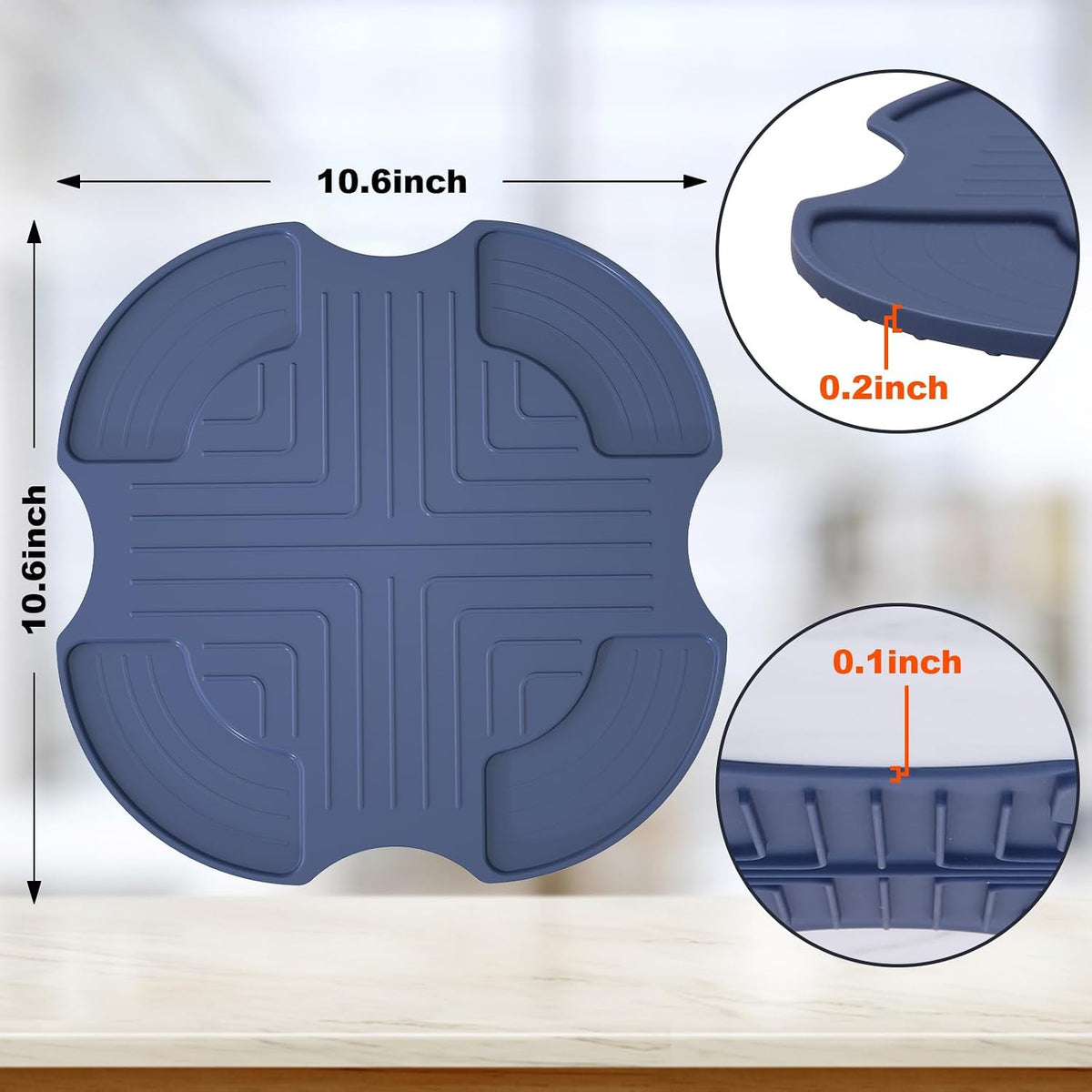 Air Fryer Heat Resistant Mat & Splatter Shield for Ninja Crispi Airfryers,Silicone Trivets & Splatter Guard for Ninja Crispi Accessories Portable Glass Cooking System Holder(Dark Gray&Black)