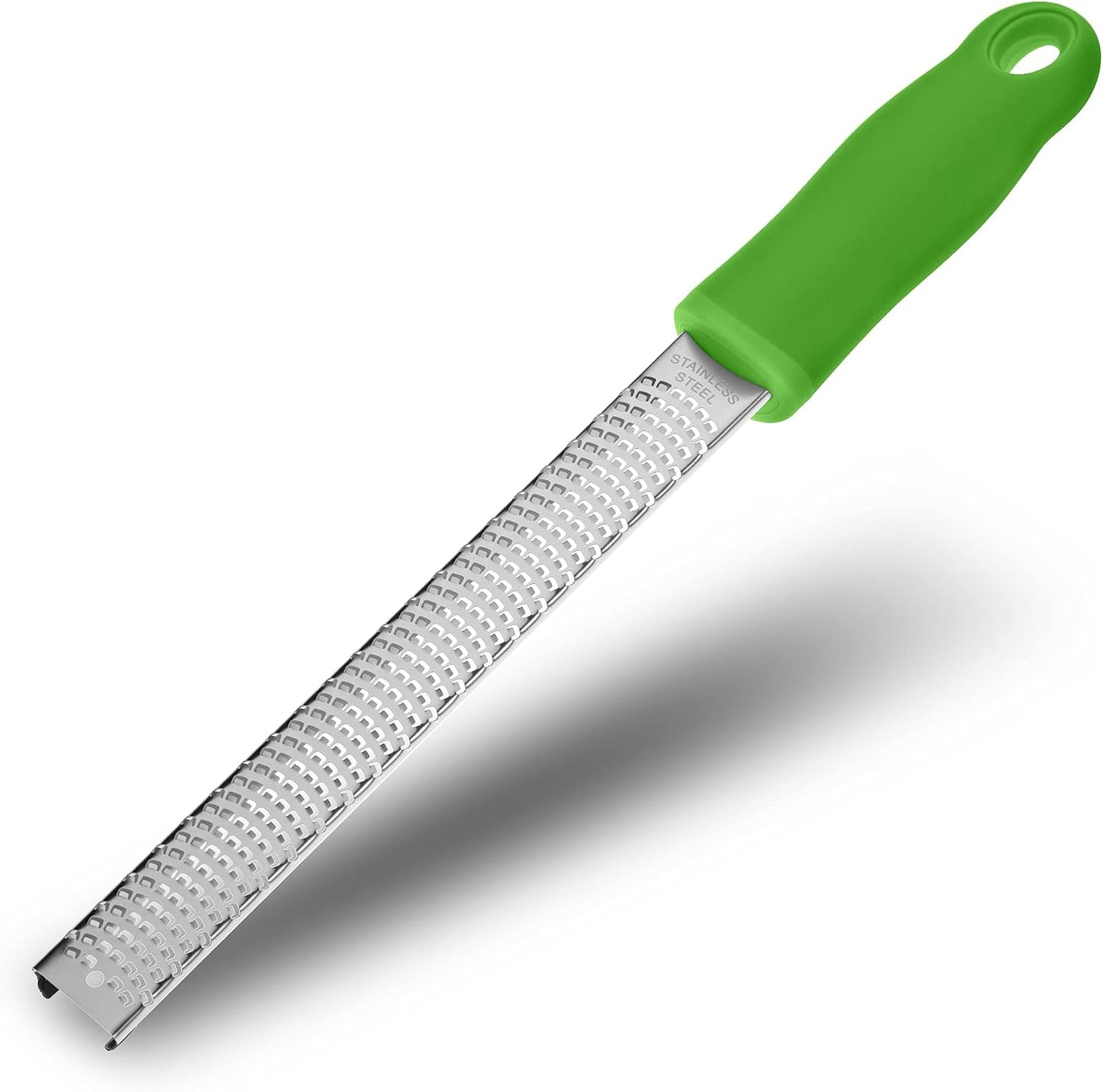 Wide Lemon Zester & Cheese Grater, 18/8 Stainless Steel with Cover, Black | Extra-wide Fine Grating Surface for Citrus, Parmesan, Ginger and Garlic, 18/8 Stainless Steel Blade, Non-slip Top Pads, Cover