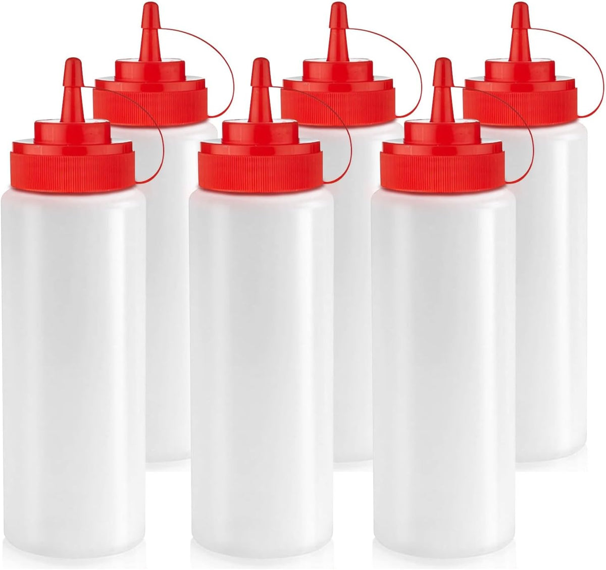 Norcalway 12 oz Condiment Squeeze Bottles for Sauces - Leak Proof Oil, Syrup, Dressing Squirt Bottles