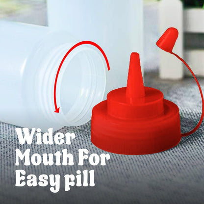 Norcalway 12 oz Condiment Squeeze Bottles for Sauces - Leak Proof Oil, Syrup, Dressing Squirt Bottles