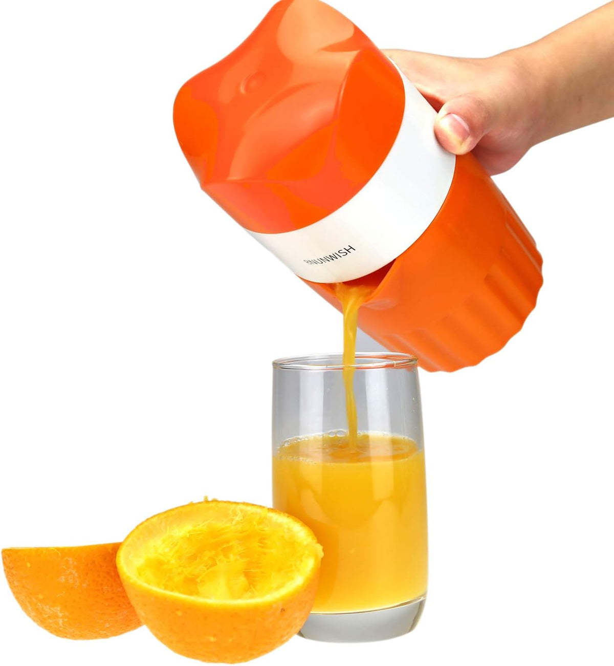 Hand Juicer Citrus Orange Squeezer Manual Lid Rotation Press Reamer for Lemon Lime Grapefruit with Strainer and Container, 2 Cups