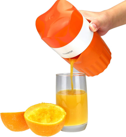 Hand Juicer Citrus Orange Squeezer Manual Lid Rotation Press Reamer for Lemon Lime Grapefruit with Strainer and Container, 2 Cups