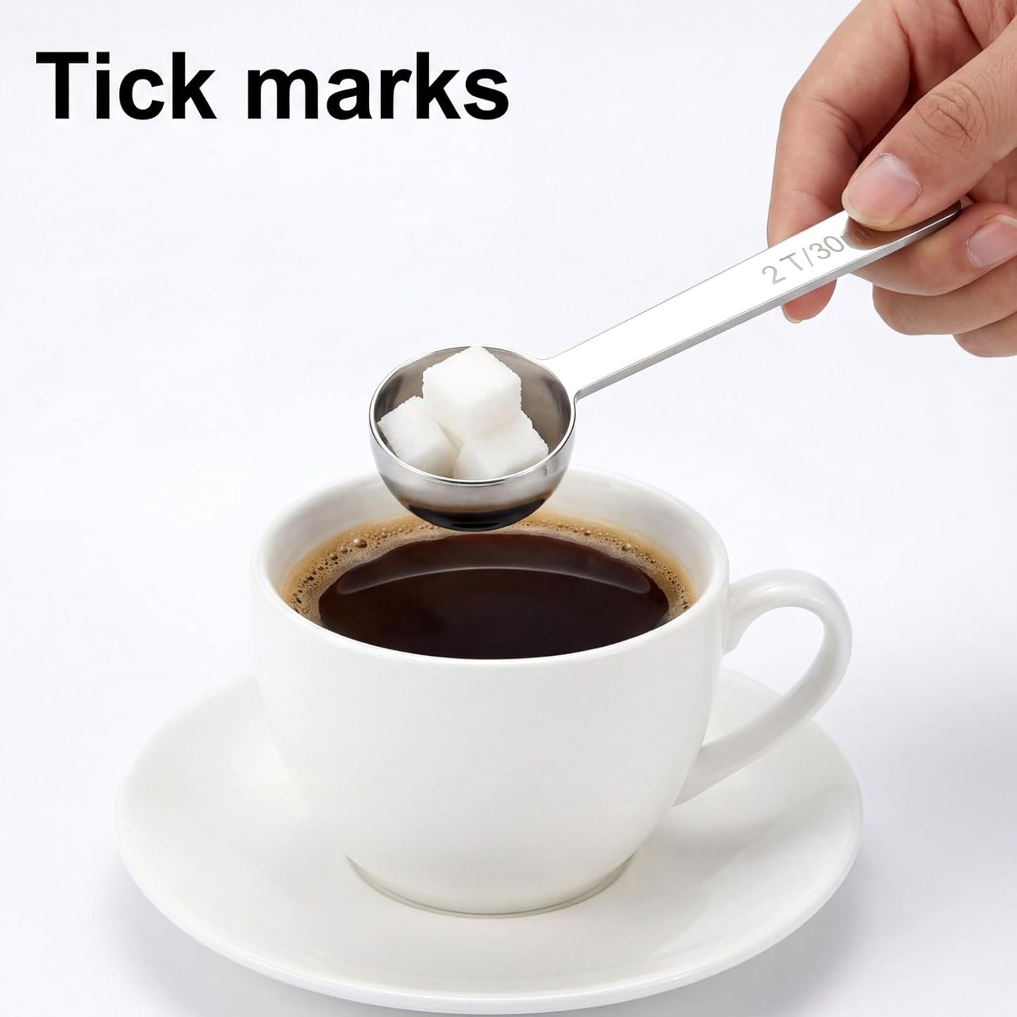 304 Stainless Steel Coffee Scoop 2 Tablespoon Coffee Scoop for Ground Coffees Measuring Spoon with 4.3in Long Handle Tablespoon Scooper for Coffeebeans, Espresso, Tea, Sugar
