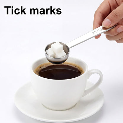 304 Stainless Steel Coffee Scoop 2 Tablespoon Coffee Scoop for Ground Coffees Measuring Spoon with 4.3in Long Handle Tablespoon Scooper for Coffeebeans, Espresso, Tea, Sugar