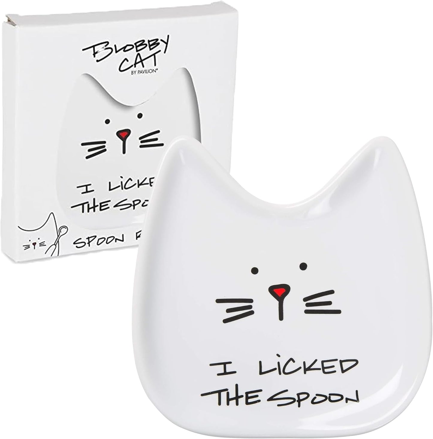 Blobby Cat, Cat Spoon Rest"I Licked the Spoon", 5", White
