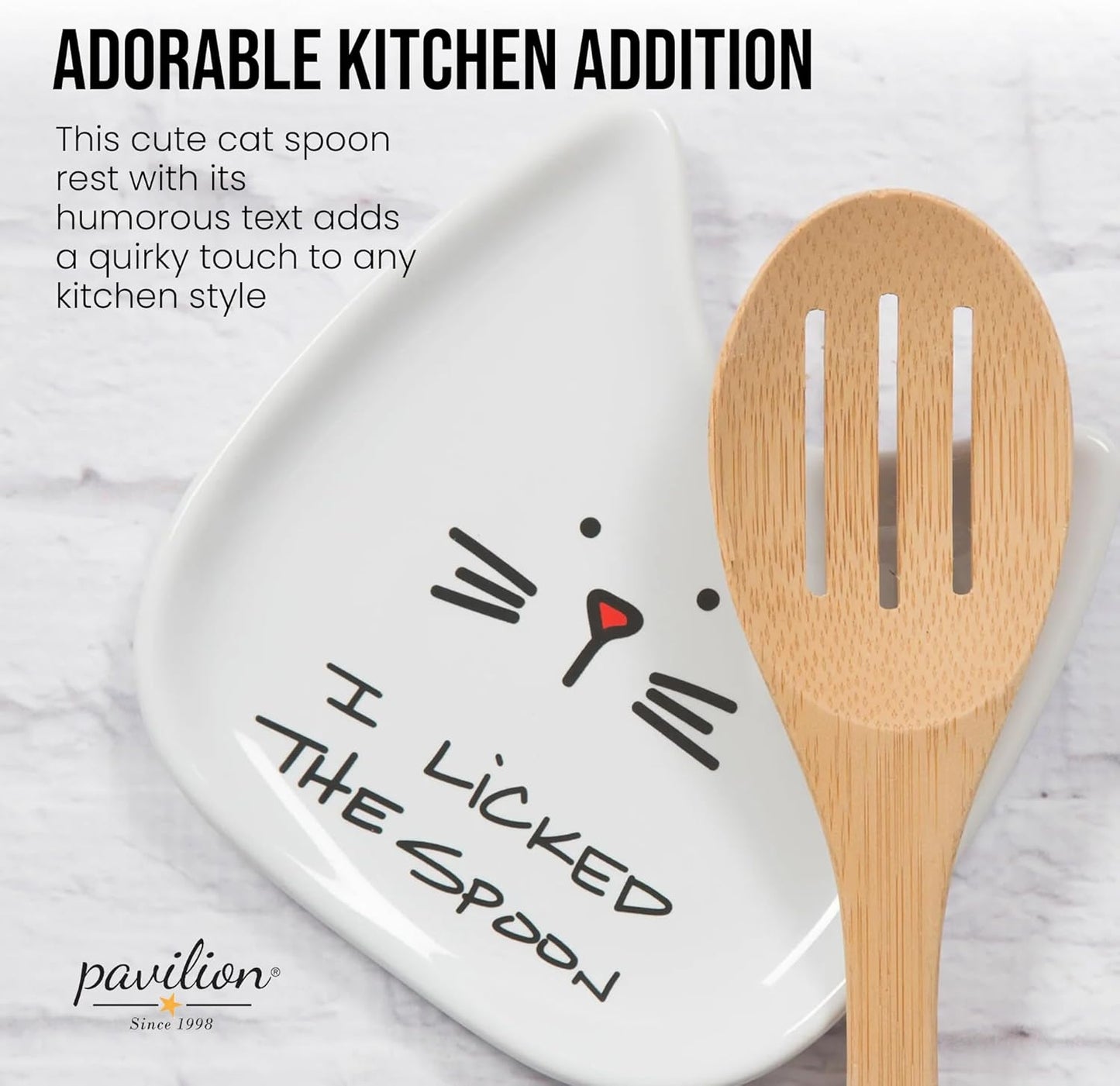 Blobby Cat, Cat Spoon Rest"I Licked the Spoon", 5", White