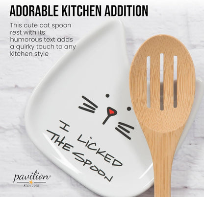 Blobby Cat, Cat Spoon Rest"I Licked the Spoon", 5", White