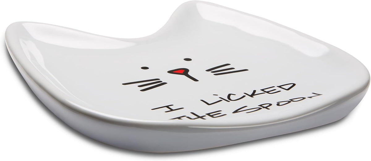 Blobby Cat, Cat Spoon Rest"I Licked the Spoon", 5", White