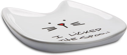 Blobby Cat, Cat Spoon Rest"I Licked the Spoon", 5", White
