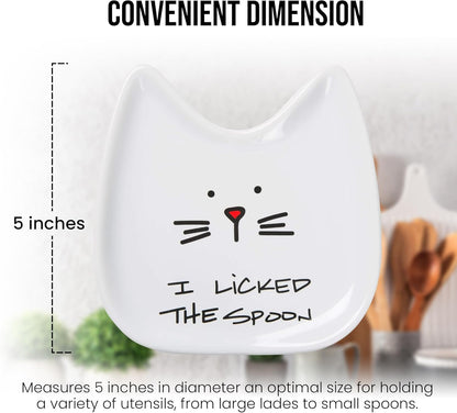 Blobby Cat, Cat Spoon Rest"I Licked the Spoon", 5", White