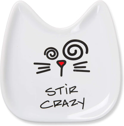 Blobby Cat, Cat Spoon Rest"I Licked the Spoon", 5", White
