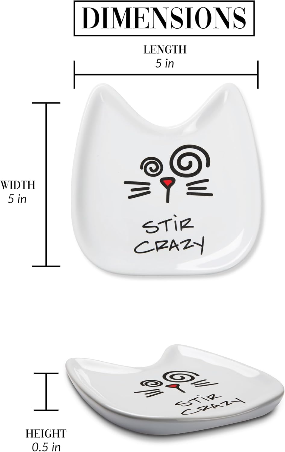 Blobby Cat, Cat Spoon Rest"I Licked the Spoon", 5", White