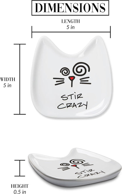 Blobby Cat, Cat Spoon Rest"I Licked the Spoon", 5", White
