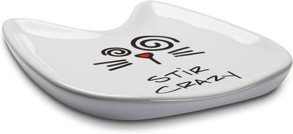 Blobby Cat, Cat Spoon Rest"I Licked the Spoon", 5", White