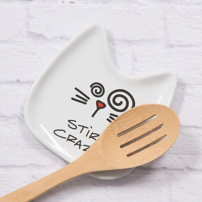 Blobby Cat, Cat Spoon Rest"I Licked the Spoon", 5", White