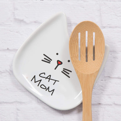 Blobby Cat, Cat Spoon Rest"I Licked the Spoon", 5", White