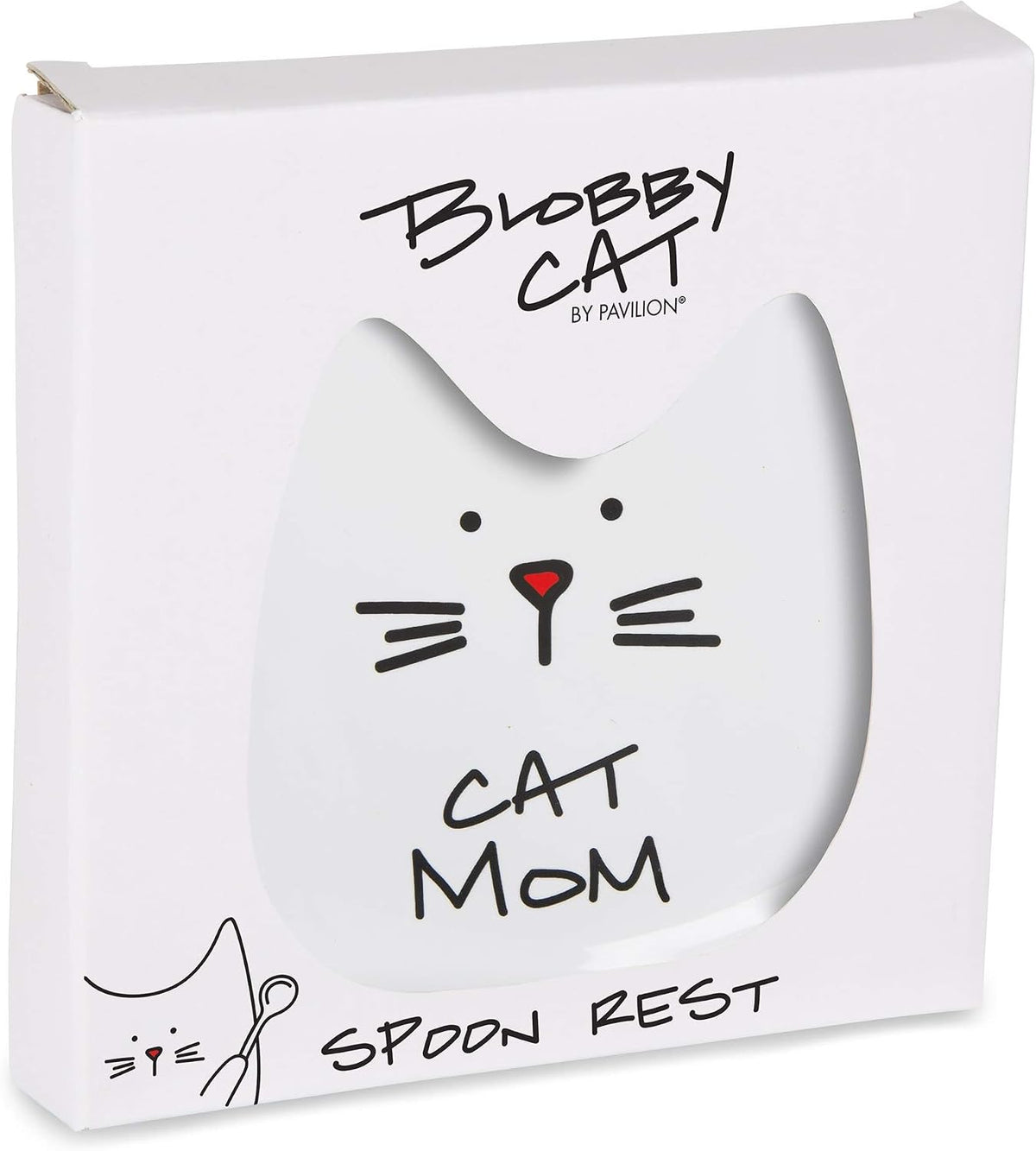 Blobby Cat, Cat Spoon Rest"I Licked the Spoon", 5", White