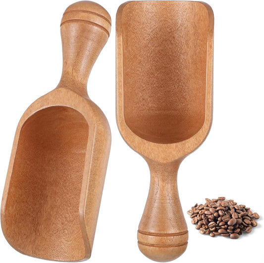 Wooden Scoops for Canisters: 2PCS Acacia Wooden Scoops for Jars, Wood Coffee Scoop, Wood Measuring Spoons for Kitchen and Laundry