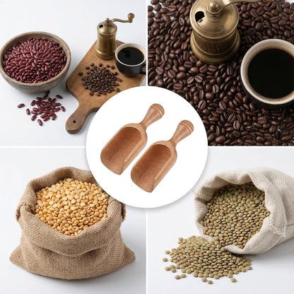 Wooden Scoops for Canisters: 2PCS Acacia Wooden Scoops for Jars, Wood Coffee Scoop, Wood Measuring Spoons for Kitchen and Laundry