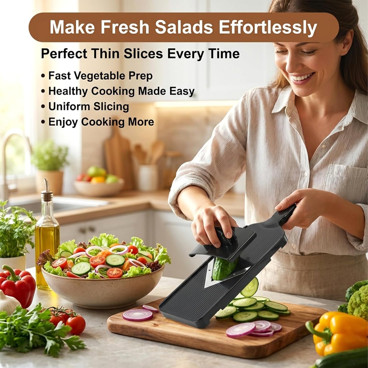 Mandoline Slicer for Kitchen, Multifunctional V-Blade Vegetable Mandoline Slicer with Hand Holder Handheld Potato Cucumber Cabbage Shredder Food Slicer- for Potatoes, Onion