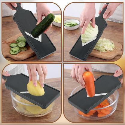 Mandoline Slicer for Kitchen, Multifunctional V-Blade Vegetable Mandoline Slicer with Hand Holder Handheld Potato Cucumber Cabbage Shredder Food Slicer- for Potatoes, Onion