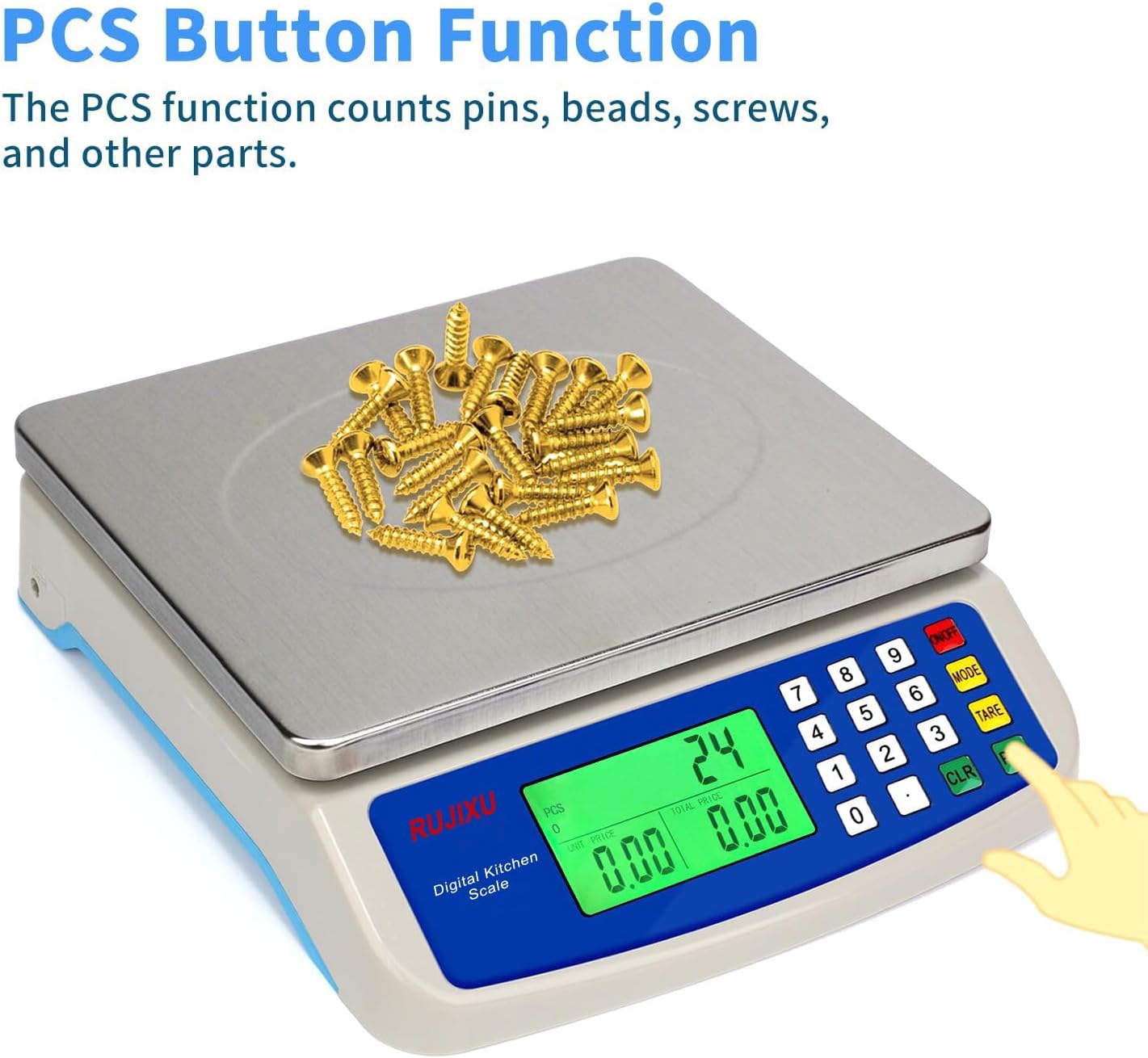 Food Scale 88lb/40kg Large Digital Kitchen Scale 0.05oz/1g with Price Computing Commercial Scale 304 Stainless Steel gram Scale for Baking Cooking Meat Restaurant ，USB or AA Battery(Included)