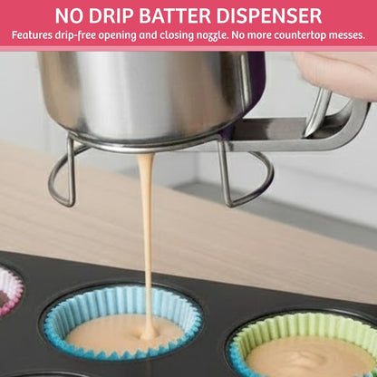 Pancake Batter Dispenser, Stainless Steel, 3-Cups