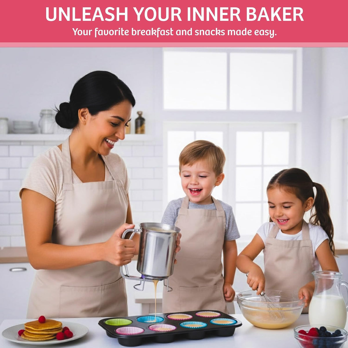 Pancake Batter Dispenser, Stainless Steel, 3-Cups