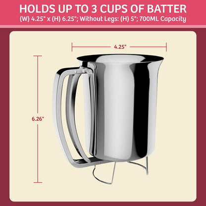 Pancake Batter Dispenser, Stainless Steel, 3-Cups