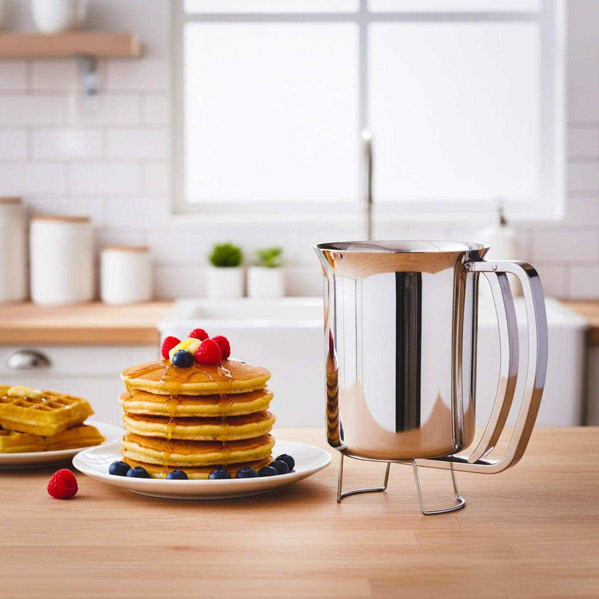 Pancake Batter Dispenser, Stainless Steel, 3-Cups