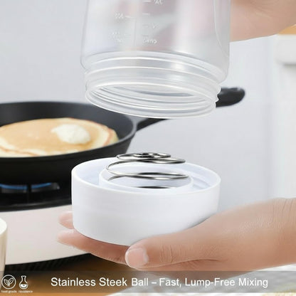 Pancake Batter Dispenser Bottle 1000ml(2 Pack), Leak-Proof 2-in-1 Pancake Dispenser,Batter Dispenser & Mixer with Whisk Ball, Easy-Grip Squeeze Bottle for Pancakes, Waffles & Baking
