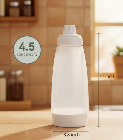 Pancake Batter Dispenser Bottle 1000ml(2 Pack), Leak-Proof 2-in-1 Pancake Dispenser,Batter Dispenser & Mixer with Whisk Ball, Easy-Grip Squeeze Bottle for Pancakes, Waffles & Baking