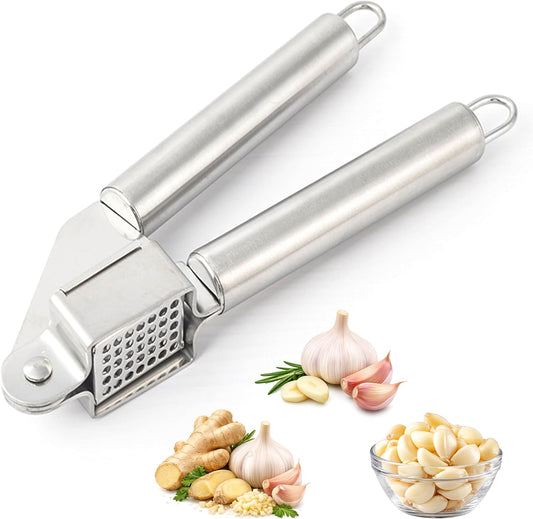 Garlic Press Stainless Steel Heavy Duty | Ergonomic Easy-Press Garlic Mincer for Arthritis & Weak Hands | Easy to Clean, Dishwasher Safe Manual Garlic Crusher for Home Kitchen