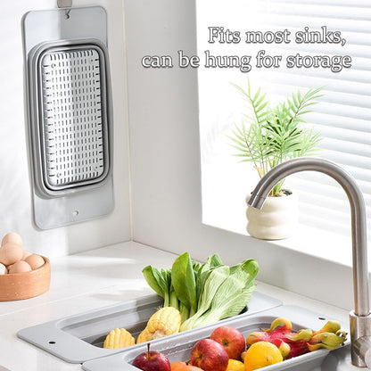 Collapsible Colander Silicone Kitchen Strainer, Over The Sink Strainer Basket for Wash Vegetables and Fruits, Drain Cooked Pasta and Dry Dishes, New Kitchen Essentials - Gray