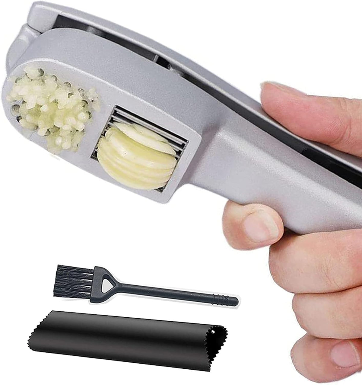 Garlic Press and Slicer 2-in-1, Mincer & Crusher with Peeler