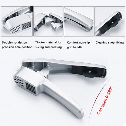 Garlic Press and Slicer 2-in-1, Mincer & Crusher with Peeler