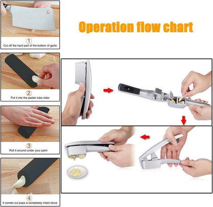 Garlic Press and Slicer 2-in-1, Mincer & Crusher with Peeler