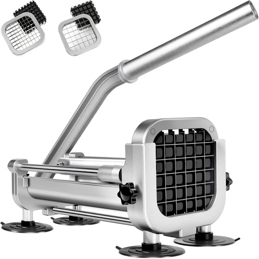 French Fry Cutter, Heavy Duty Potato Slicer Cutter, | Set with 1/2 In & 3/8 In Blades for Carrot, Yam, Cucumbers.